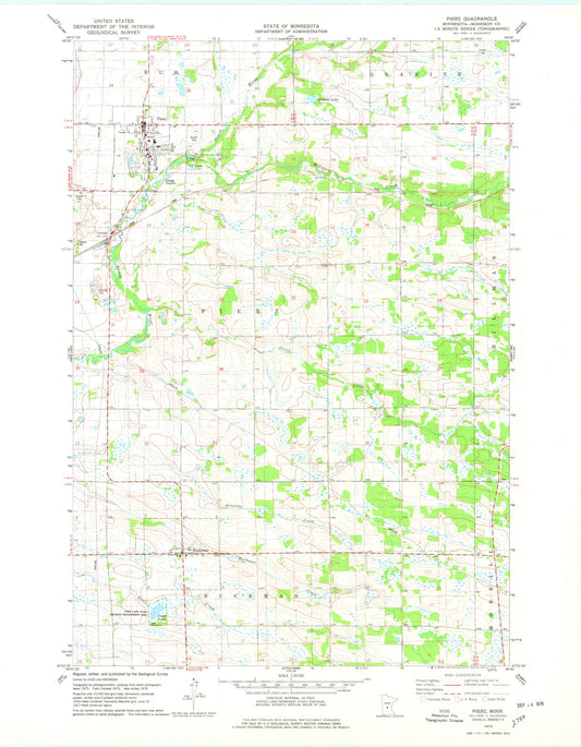 Classic USGS Pierz Minnesota 7.5'x7.5' Topo Map Image