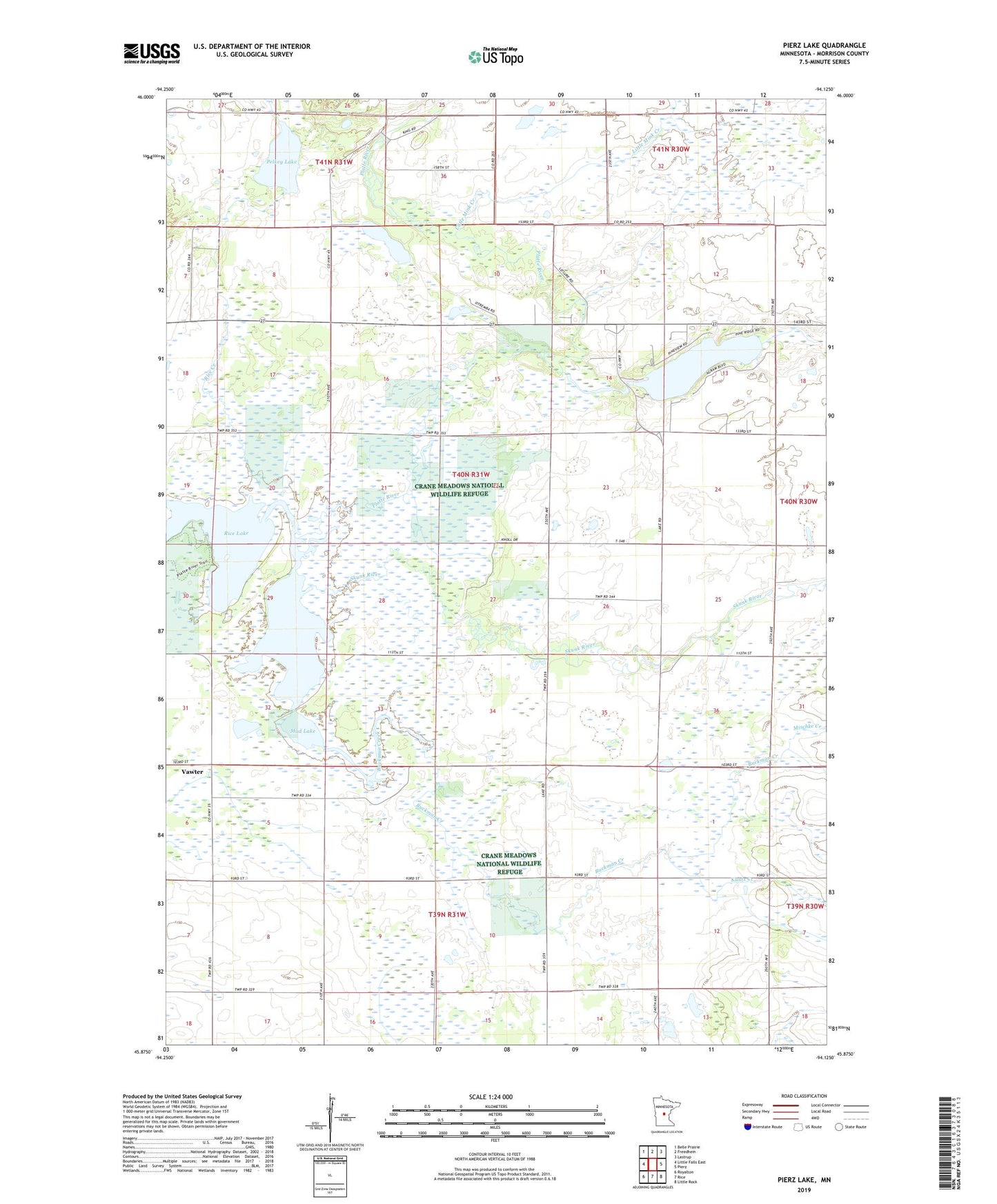 Pierz Lake Minnesota US Topo Map Image