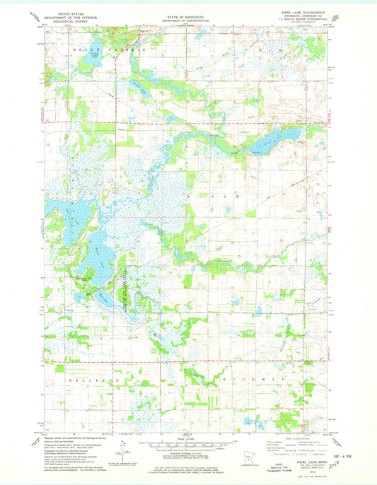 Classic USGS Pierz Lake Minnesota 7.5'x7.5' Topo Map Image