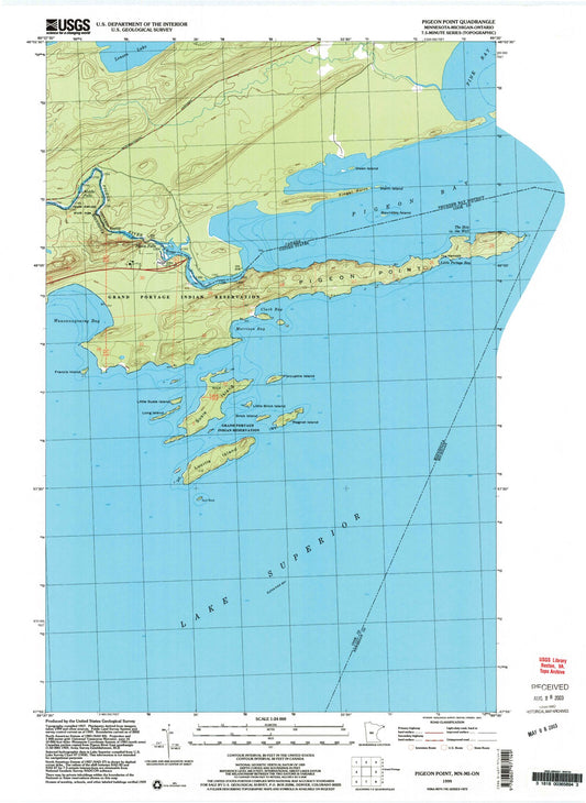 Classic USGS Pigeon Point Minnesota 7.5'x7.5' Topo Map Image