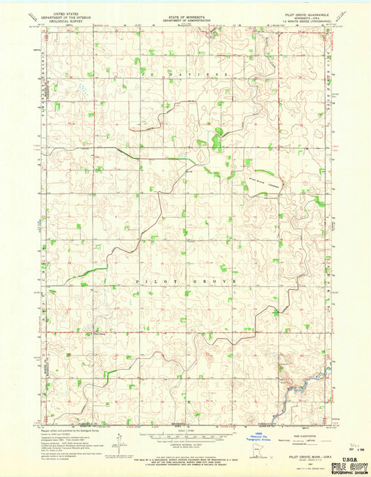 Classic USGS Pilot Grove Minnesota 7.5'x7.5' Topo Map Image