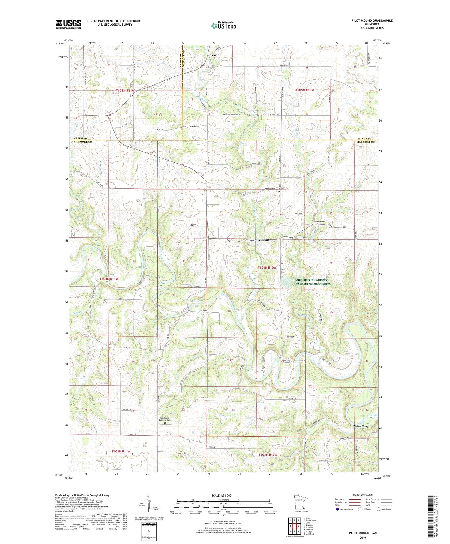 Pilot Mound Minnesota US Topo Map Image
