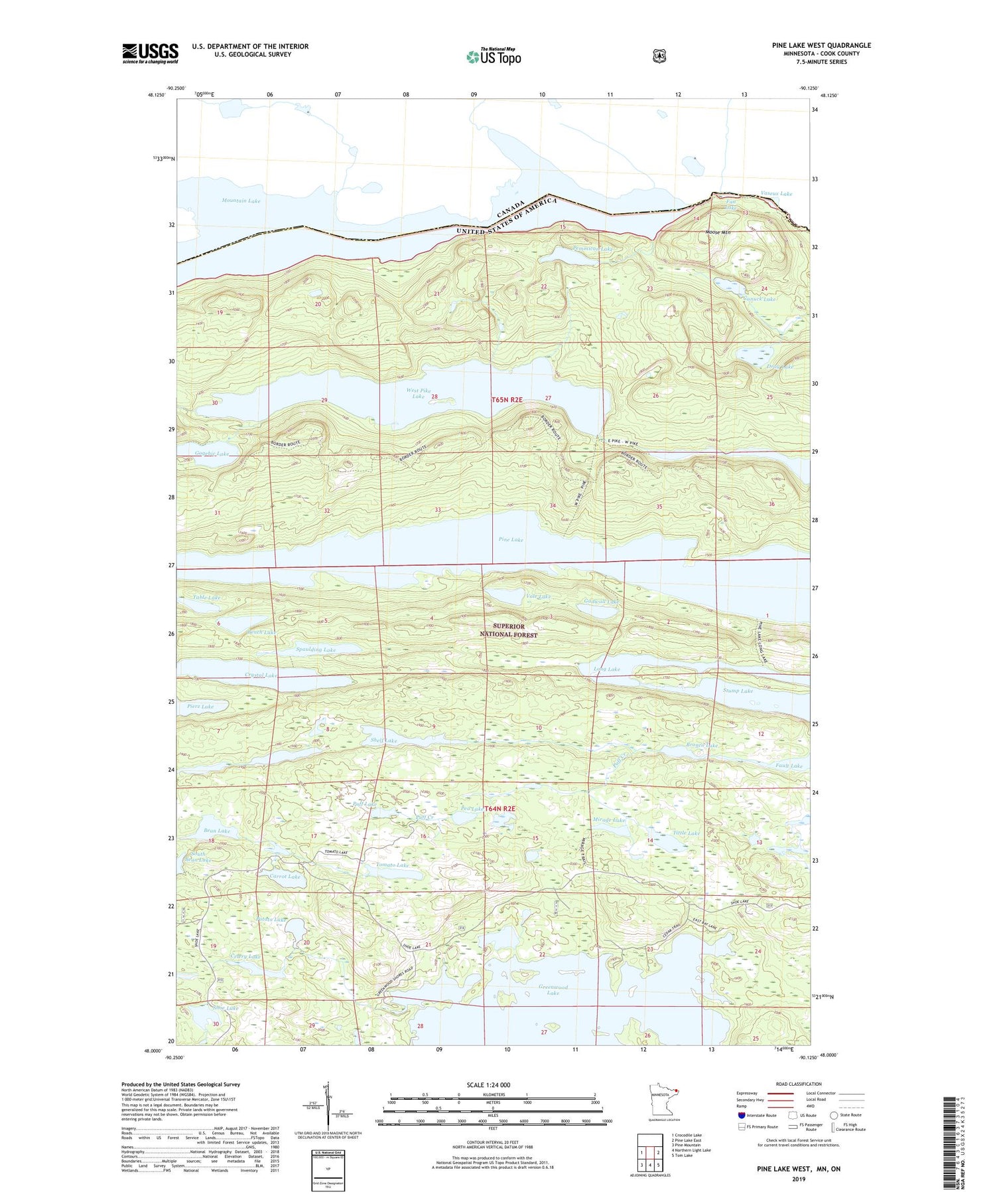 Pine Lake West Minnesota US Topo Map Image