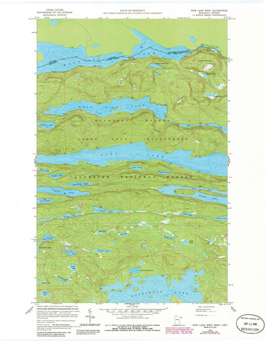 Classic USGS Pine Lake West Minnesota 7.5'x7.5' Topo Map Image