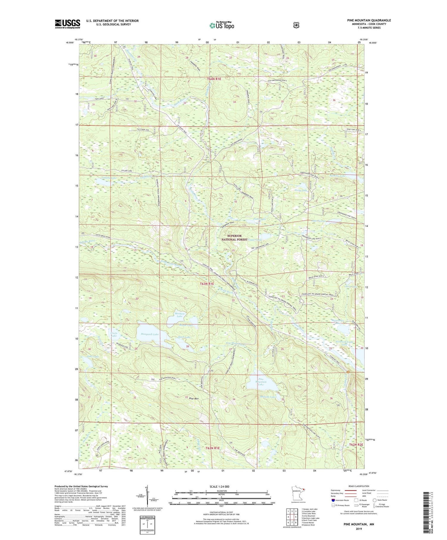 Pine Mountain Minnesota US Topo Map Image