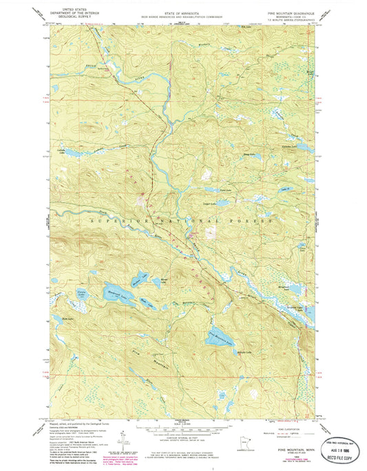 Classic USGS Pine Mountain Minnesota 7.5'x7.5' Topo Map Image