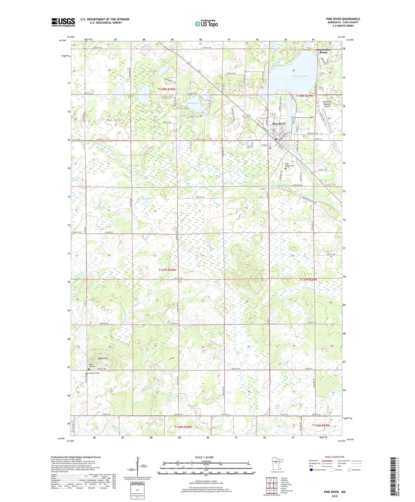 Pine River Minnesota US Topo Map Image