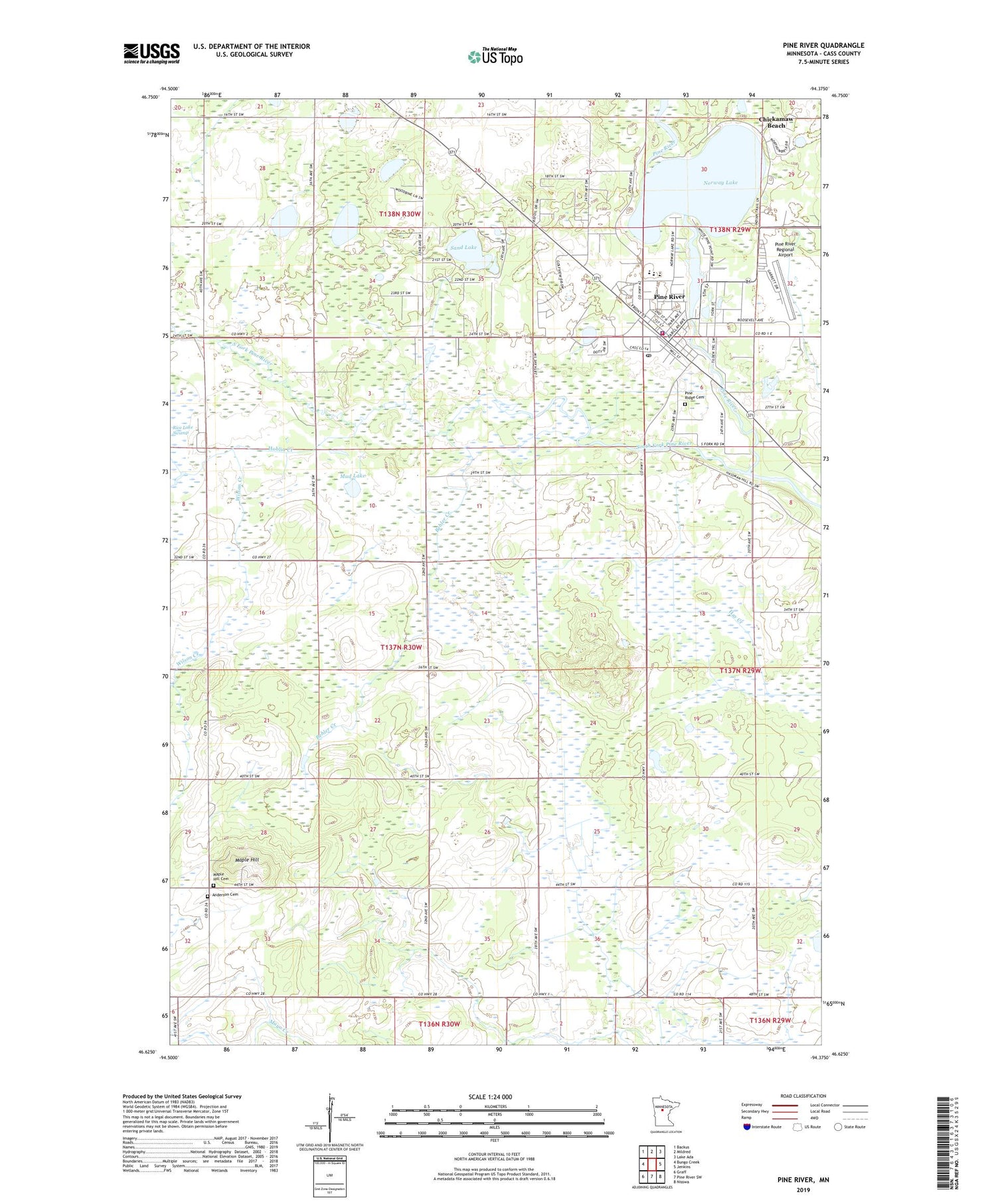 Pine River Minnesota US Topo Map Image
