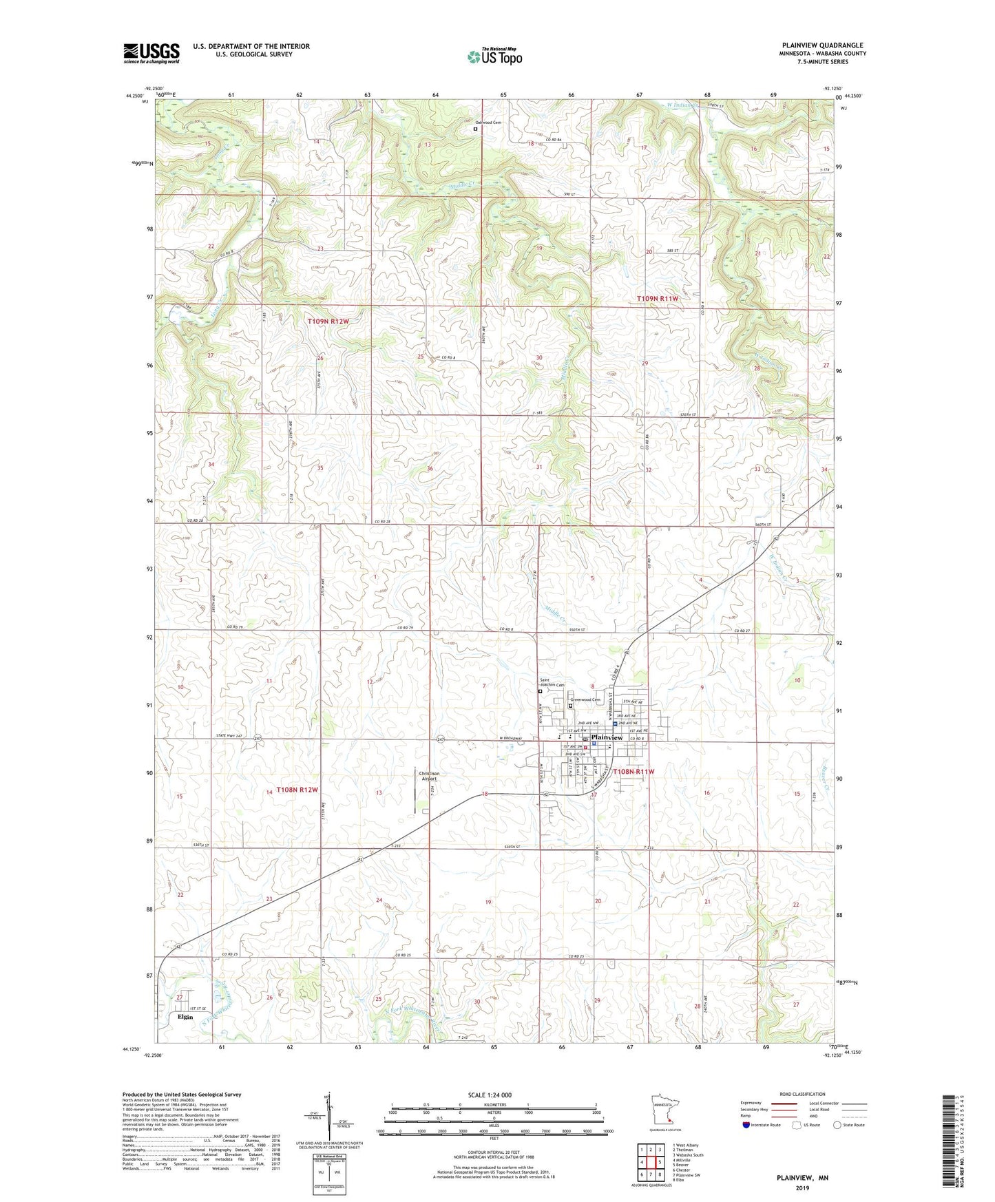 Plainview Minnesota US Topo Map Image