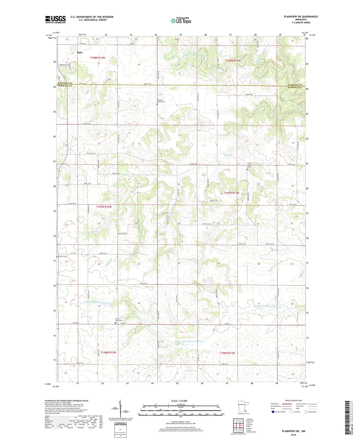 Plainview SW Minnesota US Topo Map Image