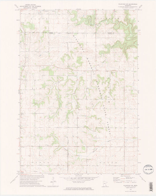 Classic USGS Plainview SW Minnesota 7.5'x7.5' Topo Map Image