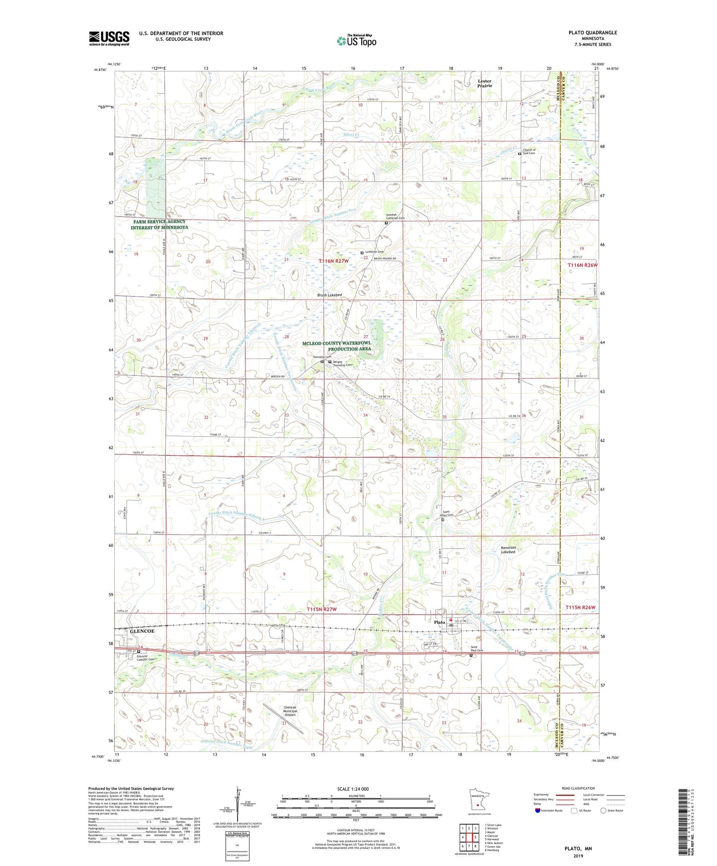 Plato Minnesota US Topo Map Image