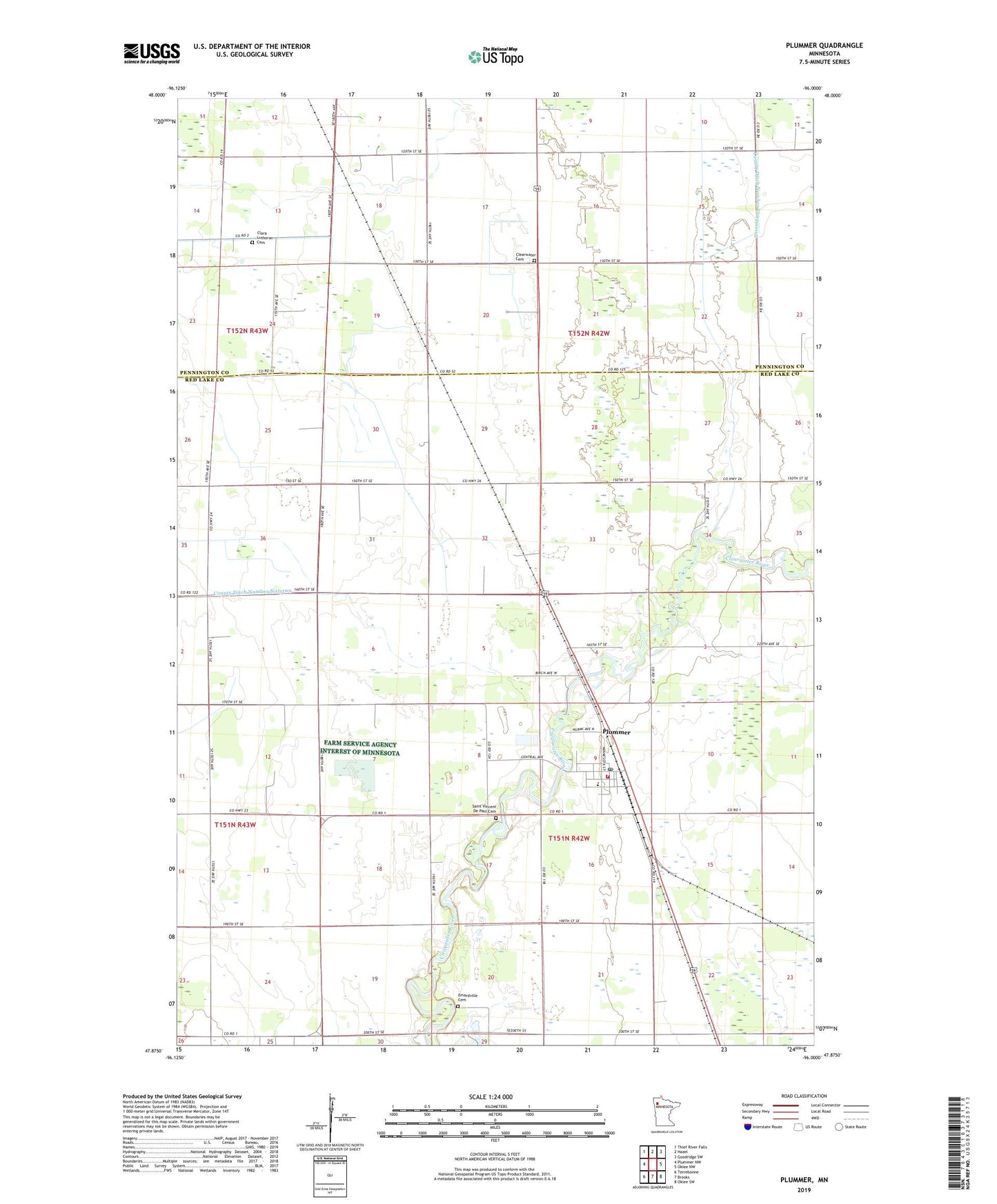 Plummer Minnesota US Topo Map Image