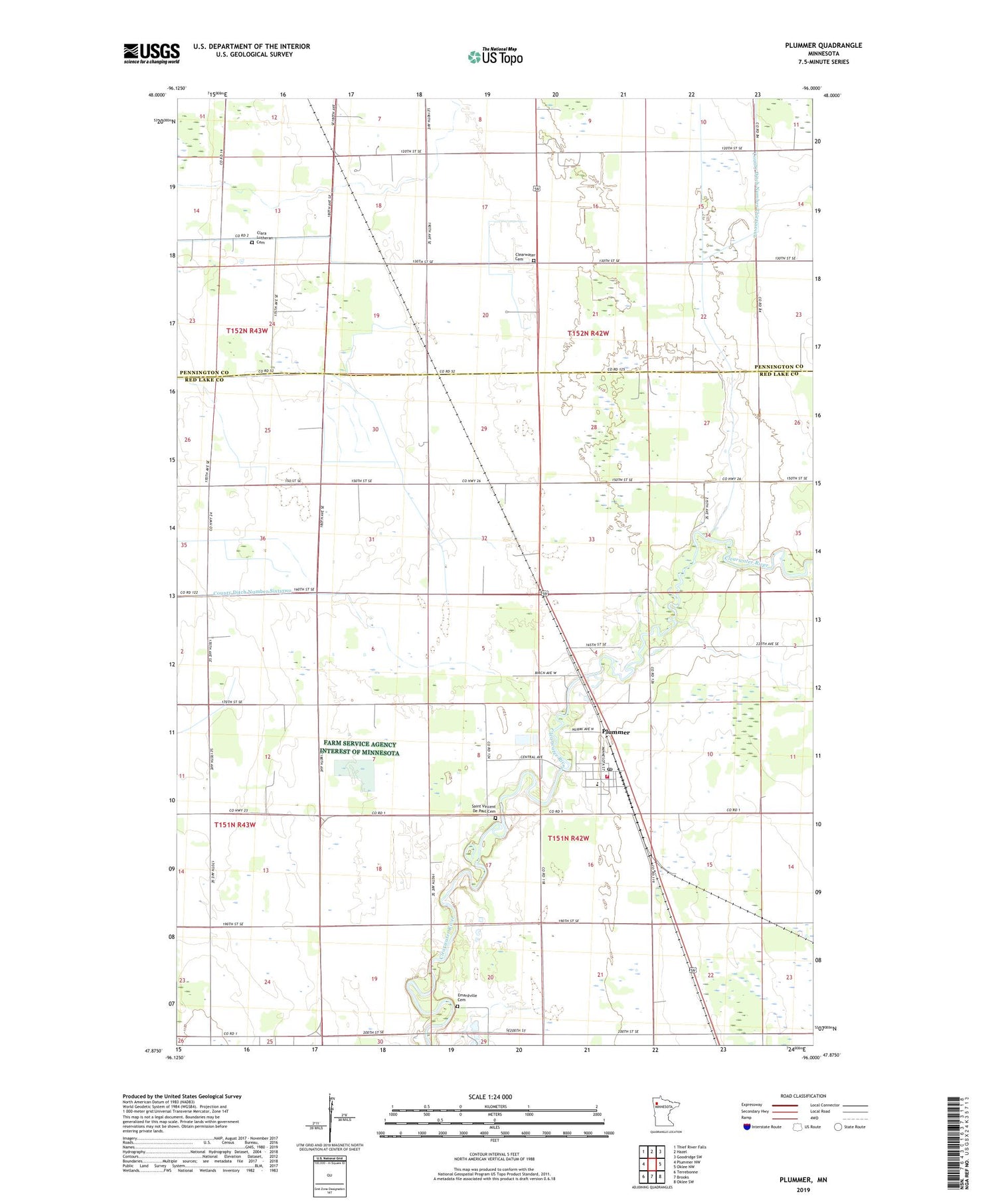 Plummer Minnesota US Topo Map Image