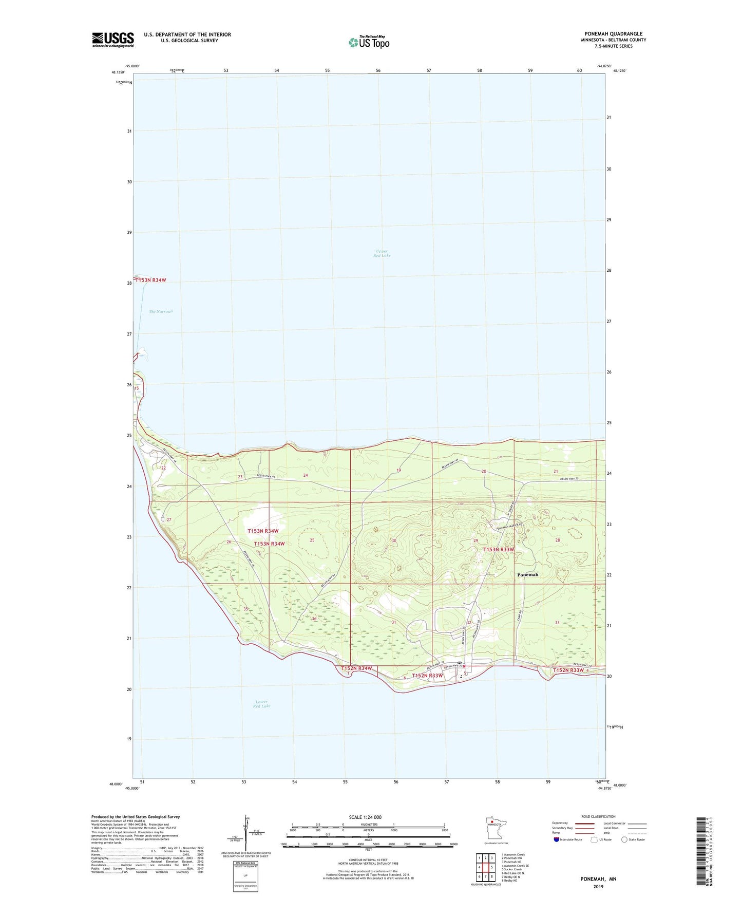 Ponemah Minnesota US Topo Map Image