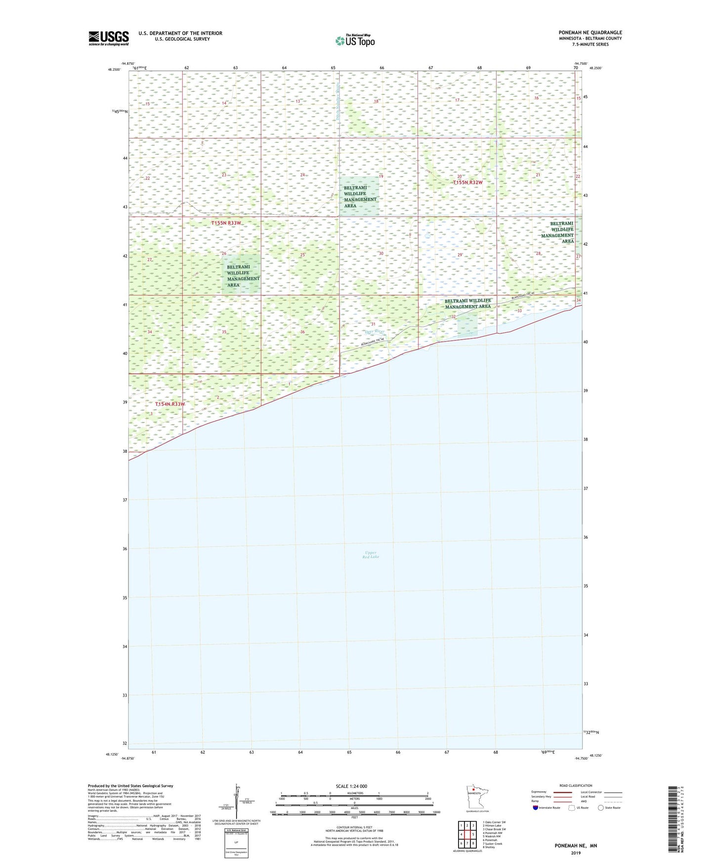 Ponemah NE Minnesota US Topo Map Image