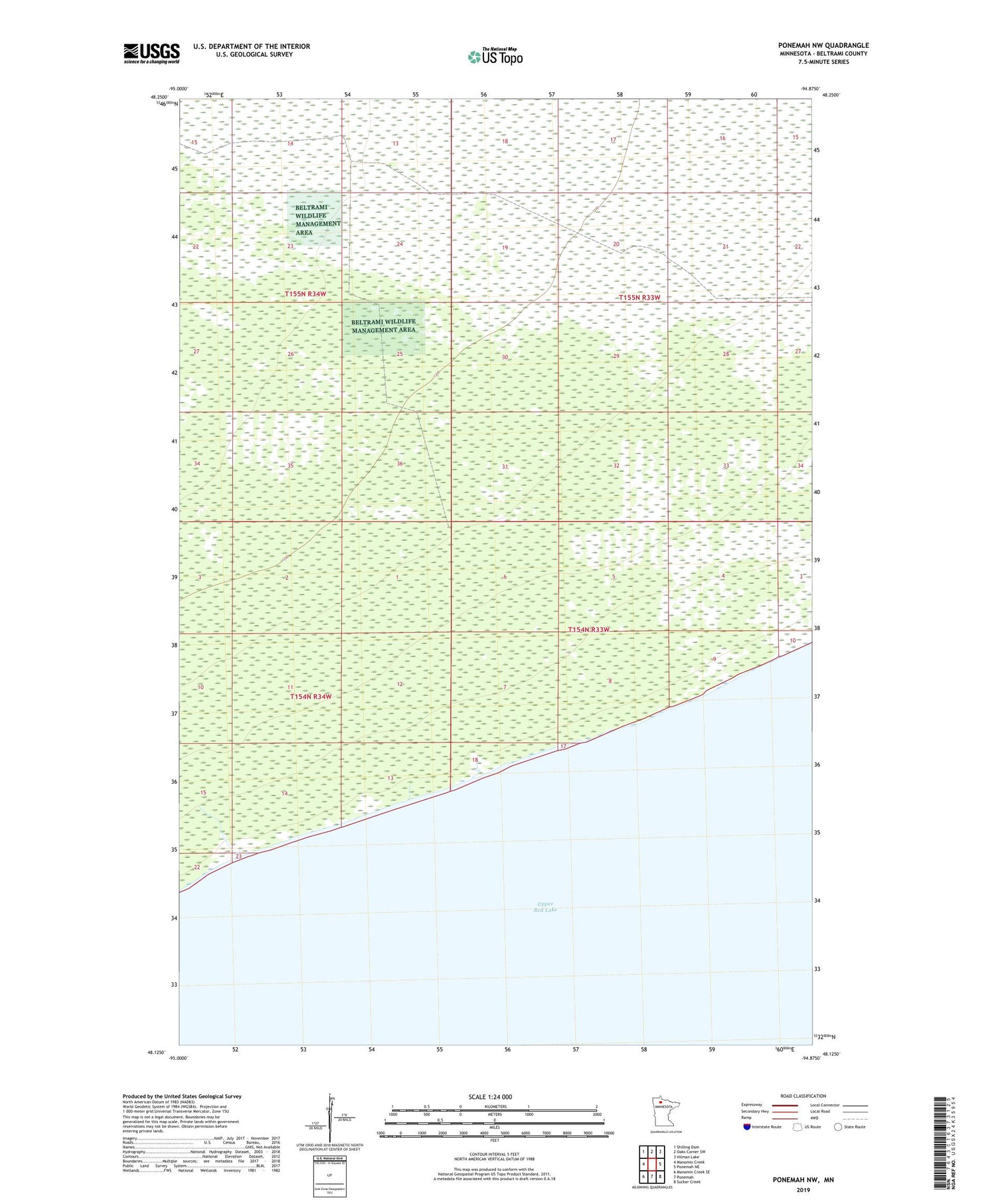 Ponemah NW Minnesota US Topo Map Image