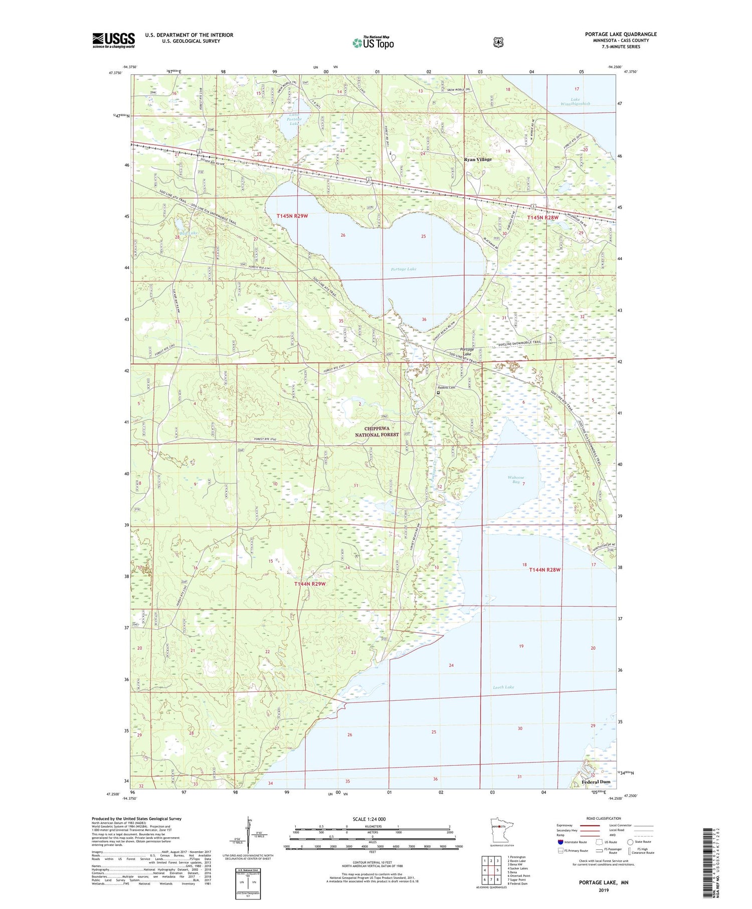 Portage Lake Minnesota US Topo Map Image