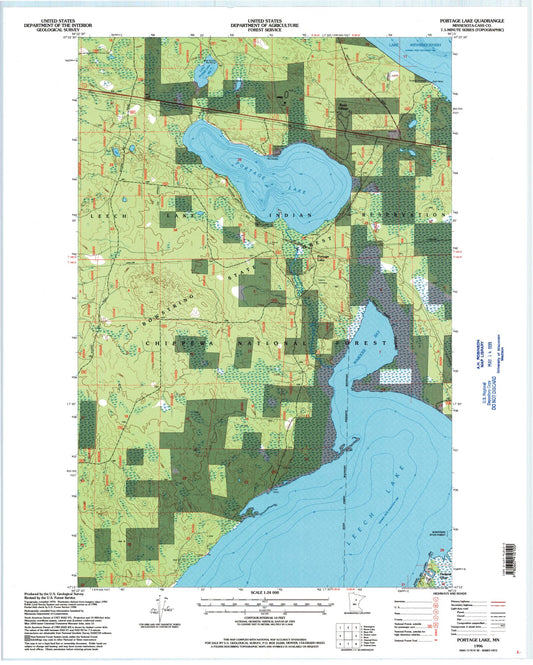 Classic USGS Portage Lake Minnesota 7.5'x7.5' Topo Map Image