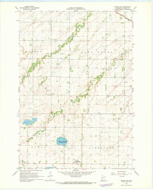 Classic USGS Porter SW Minnesota 7.5'x7.5' Topo Map Image