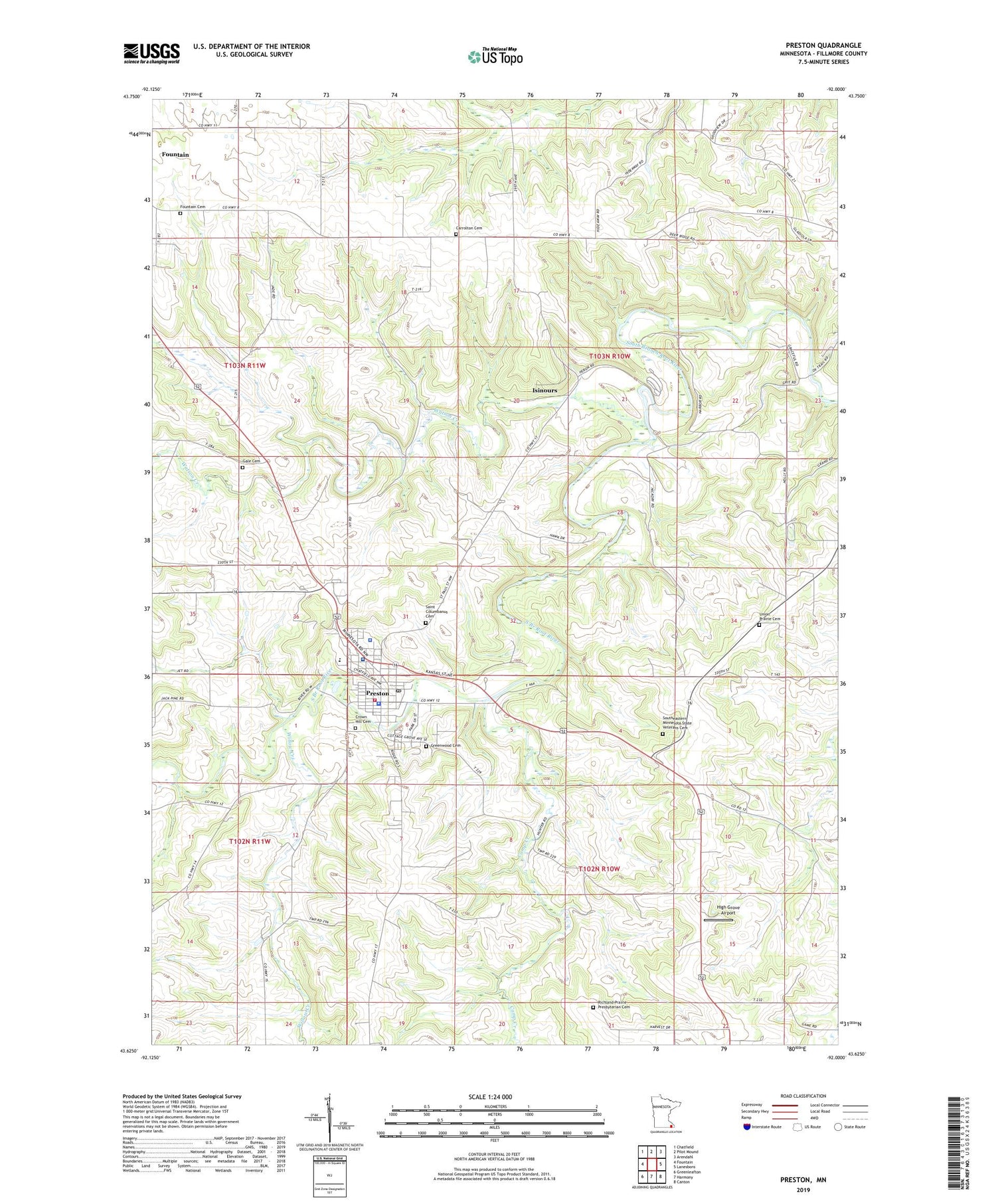 Preston Minnesota US Topo Map Image