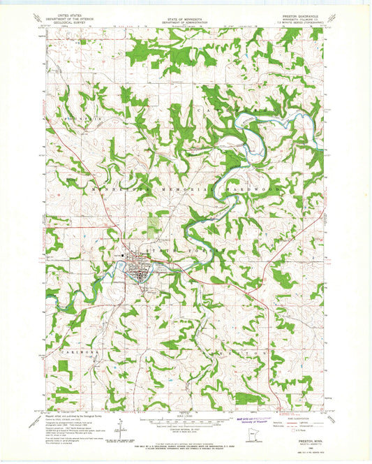 Classic USGS Preston Minnesota 7.5'x7.5' Topo Map Image