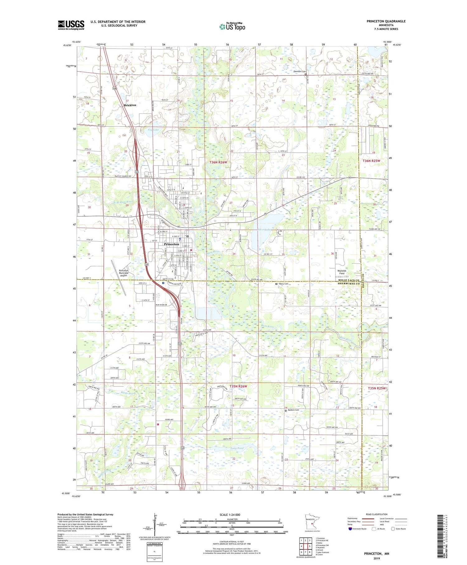 Princeton Minnesota US Topo Map Image