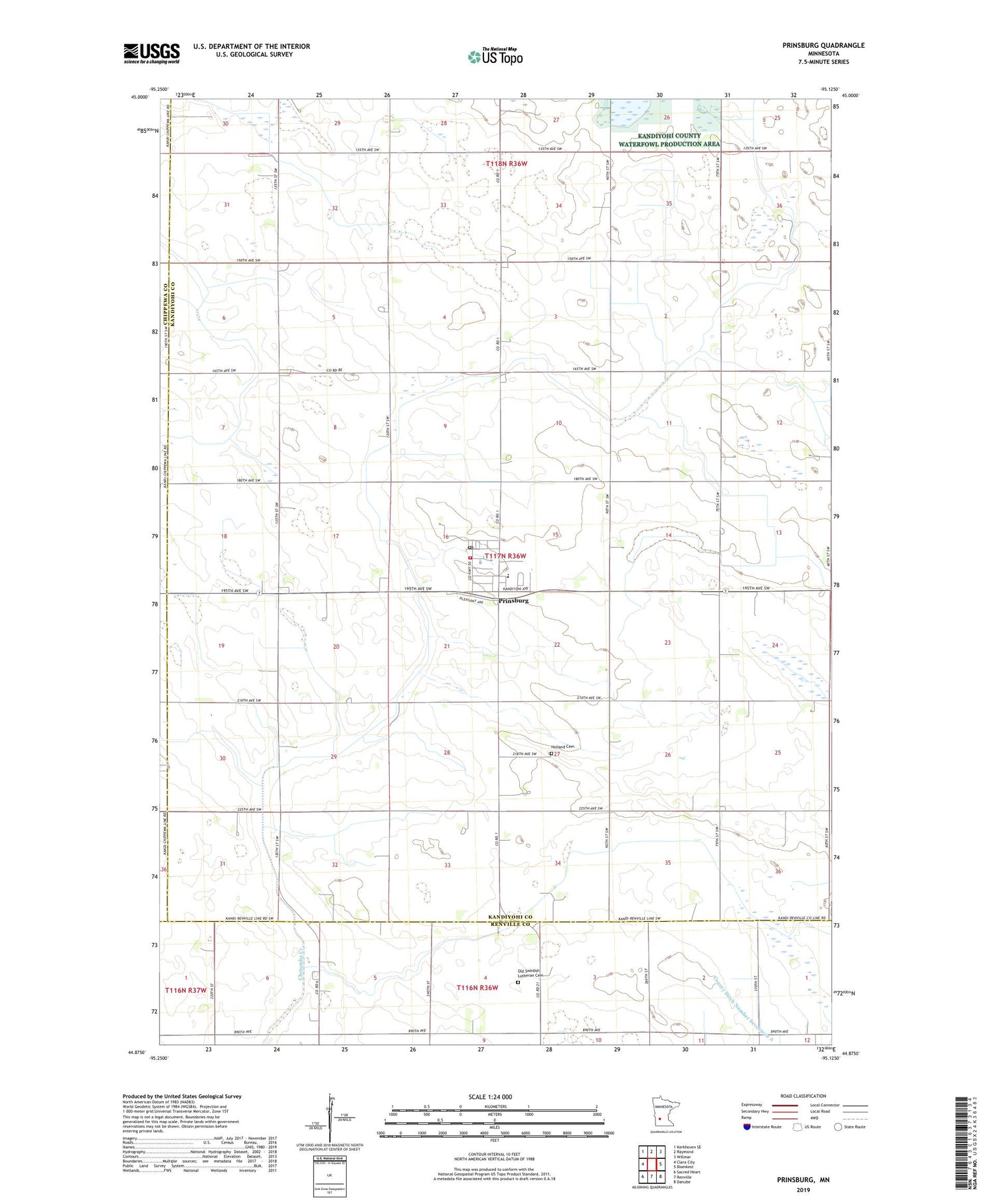 Prinsburg Minnesota US Topo Map Image