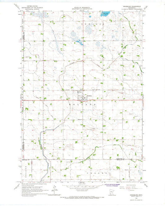 Classic USGS Prinsburg Minnesota 7.5'x7.5' Topo Map Image