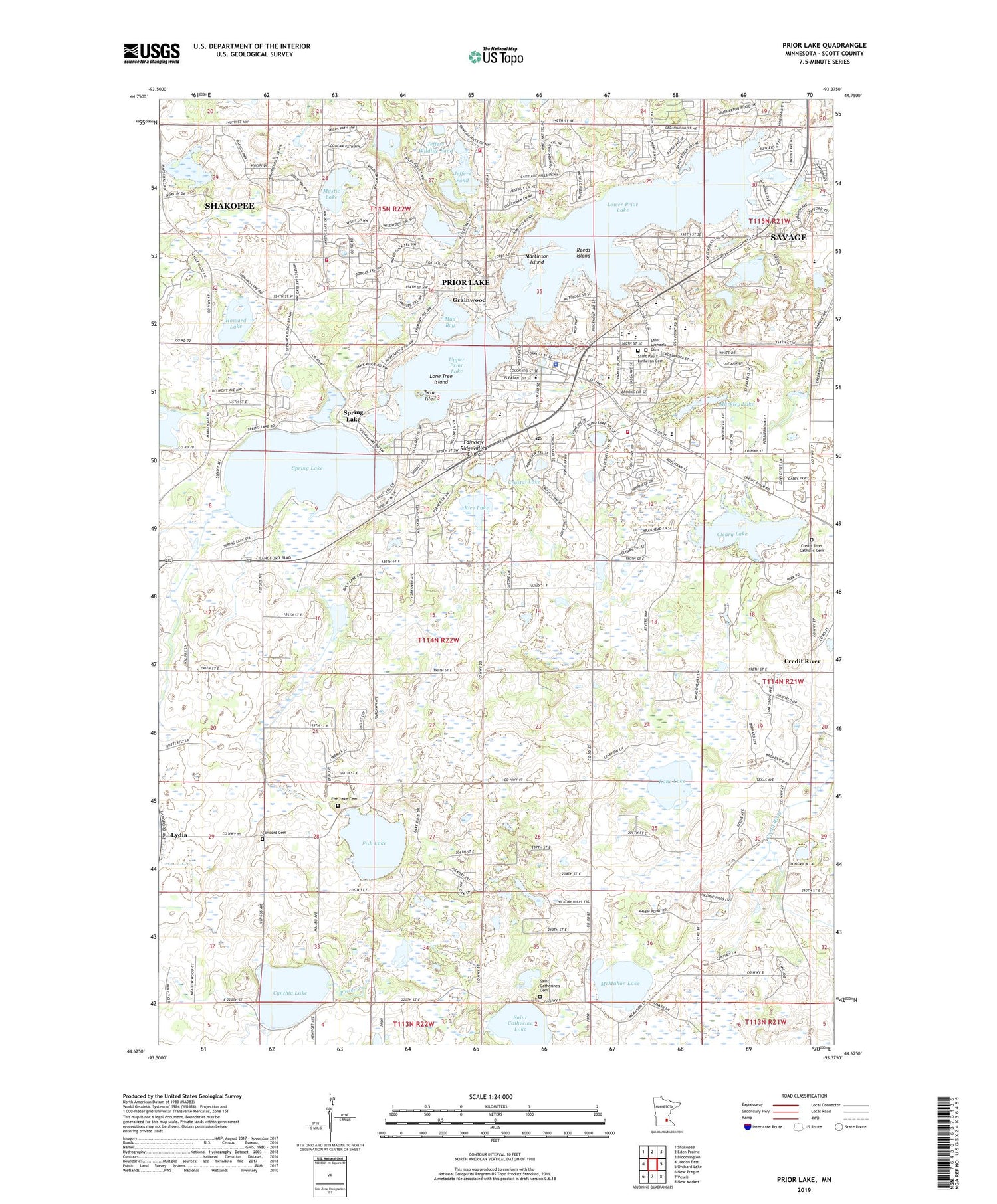 Prior Lake Minnesota US Topo Map Image