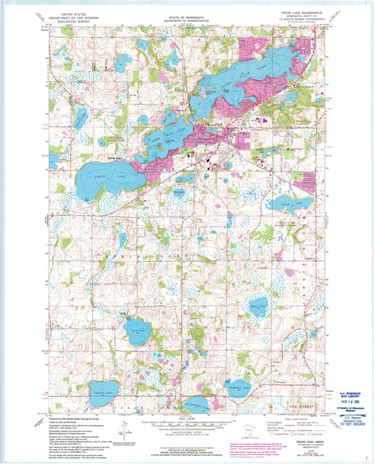 Classic USGS Prior Lake Minnesota 7.5'x7.5' Topo Map Image
