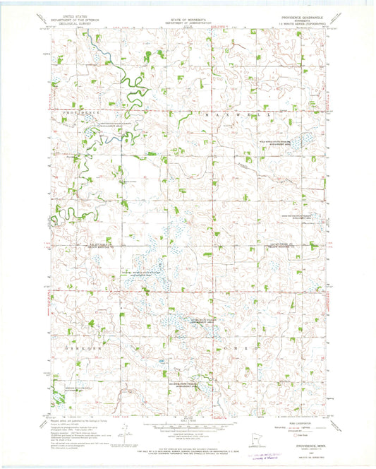 Classic USGS Providence Minnesota 7.5'x7.5' Topo Map Image