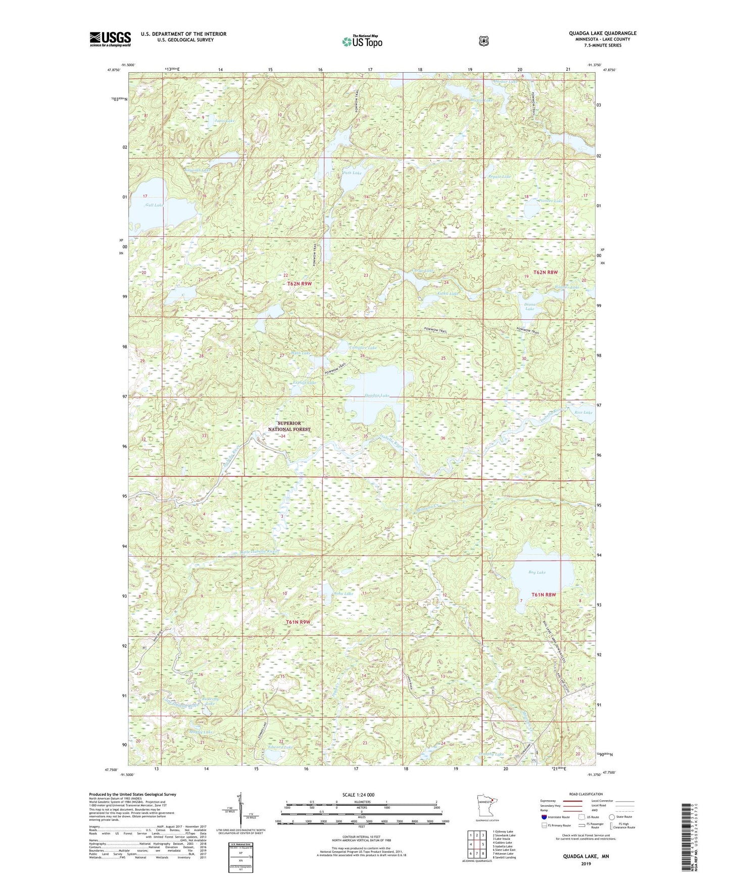 Quadga Lake Minnesota US Topo Map Image