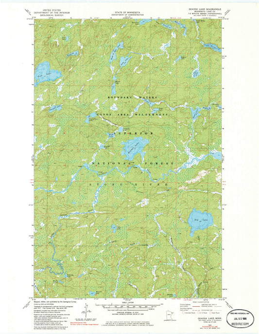 Classic USGS Quadga Lake Minnesota 7.5'x7.5' Topo Map Image