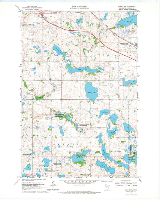 Classic USGS Quam Lake Minnesota 7.5'x7.5' Topo Map Image