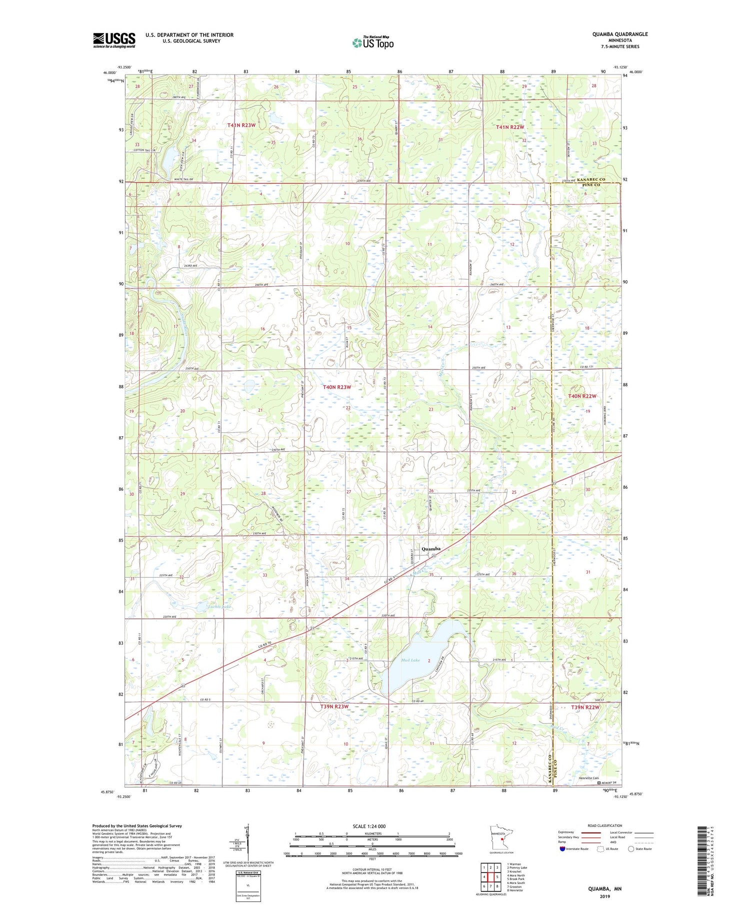 Quamba Minnesota US Topo Map Image