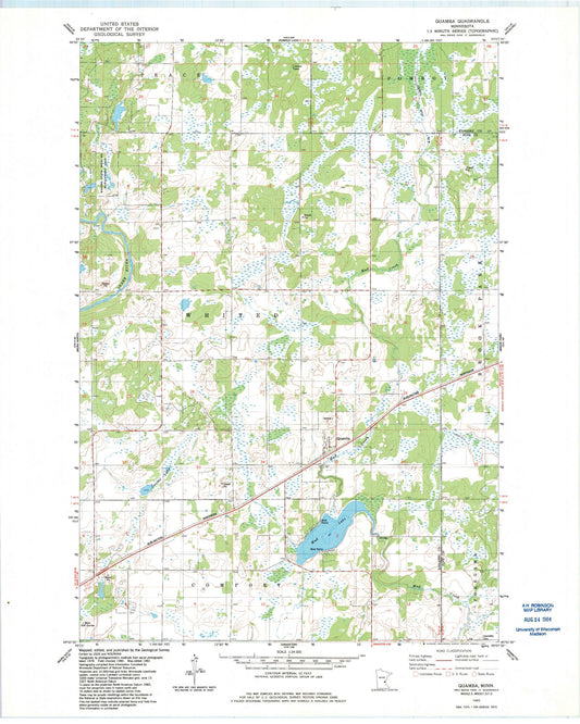 Classic USGS Quamba Minnesota 7.5'x7.5' Topo Map Image