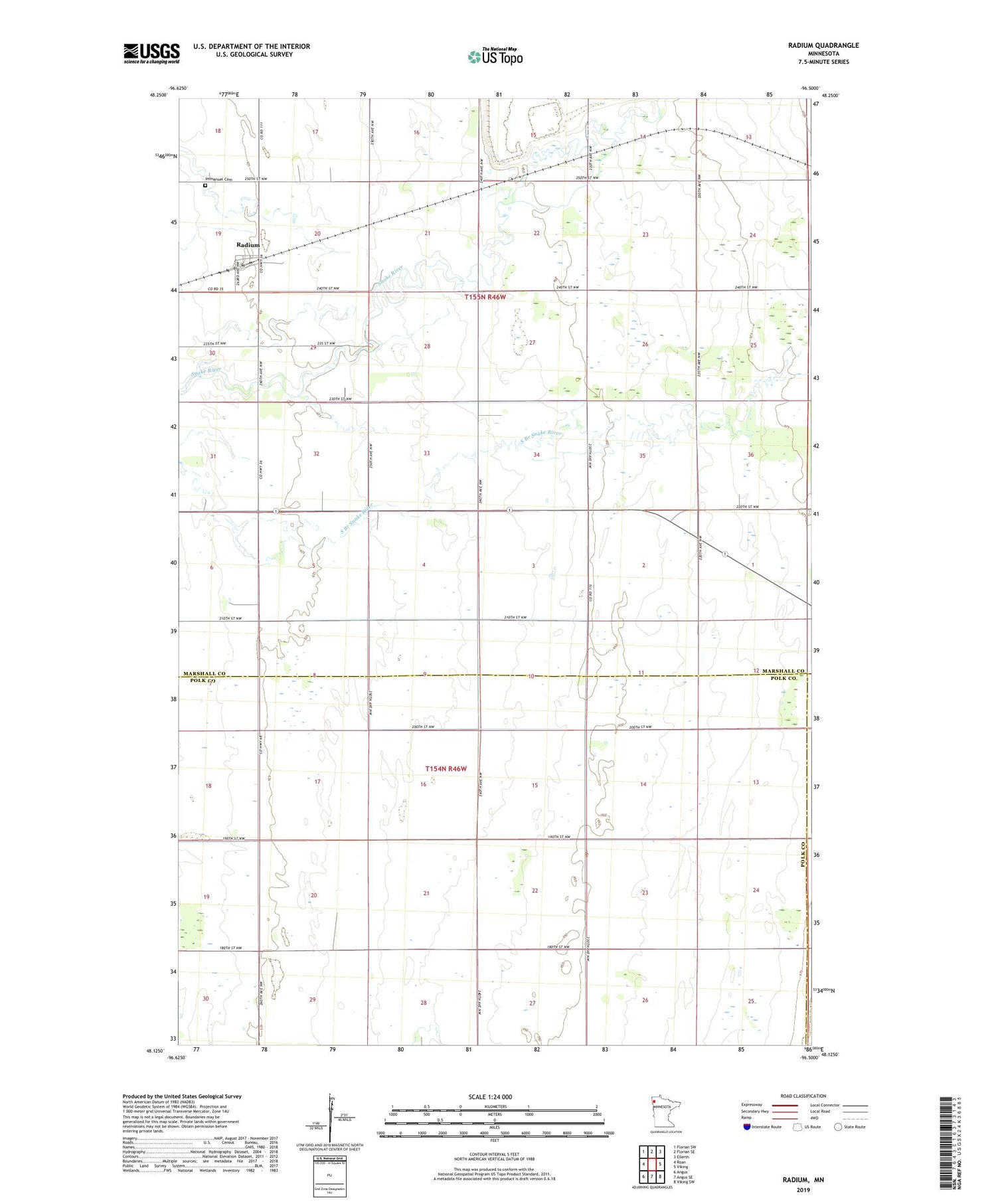 Radium Minnesota US Topo Map Image