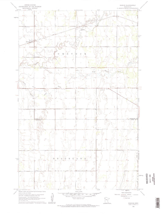 Classic USGS Radium Minnesota 7.5'x7.5' Topo Map Image