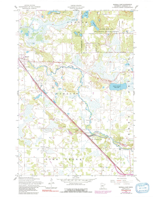 Classic USGS Randall East Minnesota 7.5'x7.5' Topo Map Image