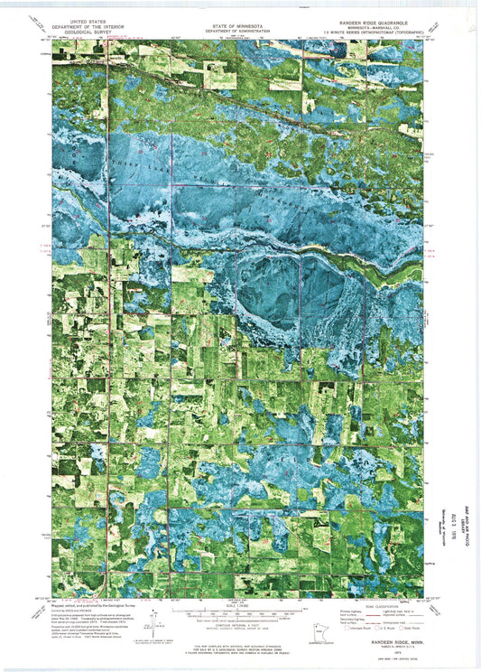 Classic USGS Randen Ridge Minnesota 7.5'x7.5' Topo Map Image