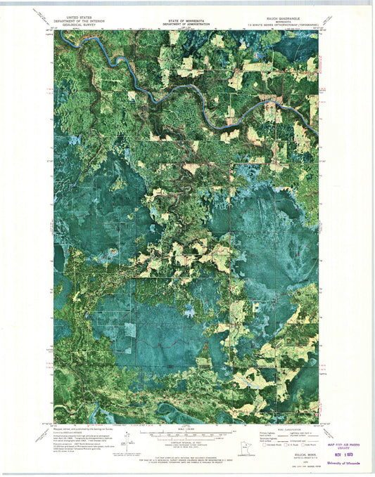 Classic USGS Rauch Minnesota 7.5'x7.5' Topo Map Image