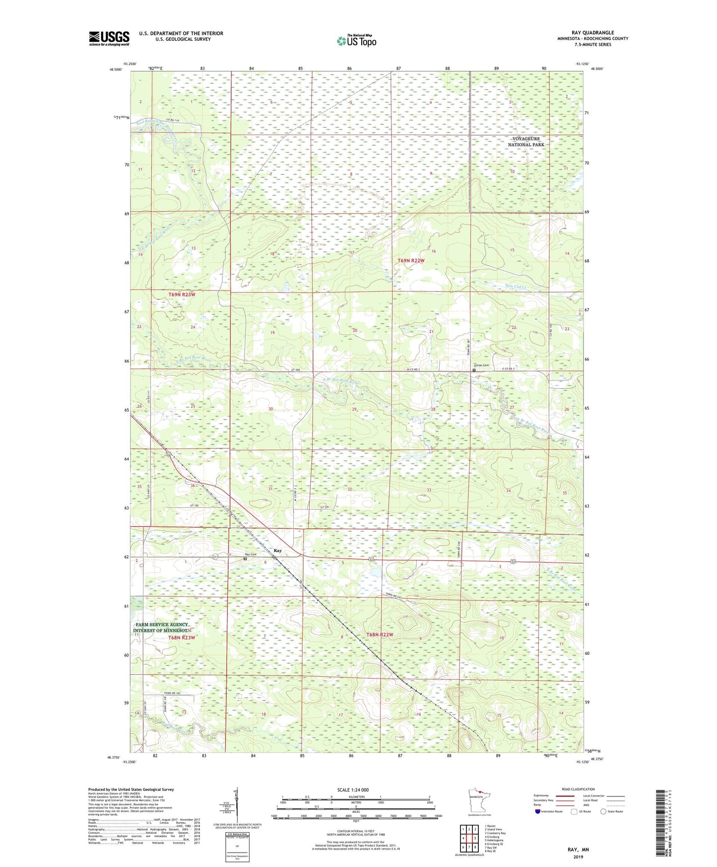 Ray Minnesota US Topo Map Image