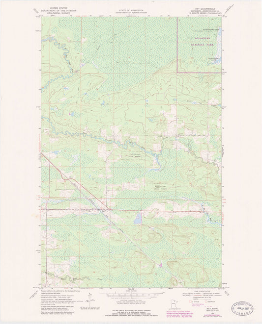 Classic USGS Ray Minnesota 7.5'x7.5' Topo Map Image