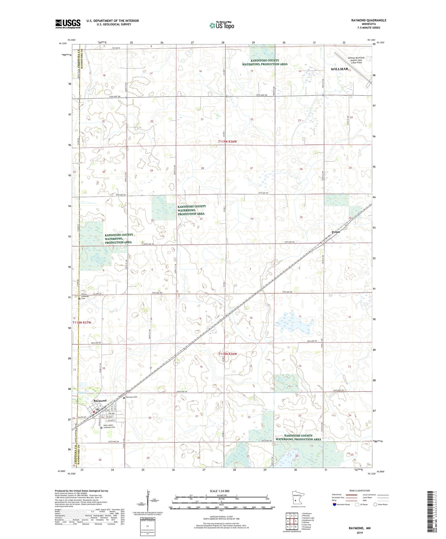Raymond Minnesota US Topo Map Image