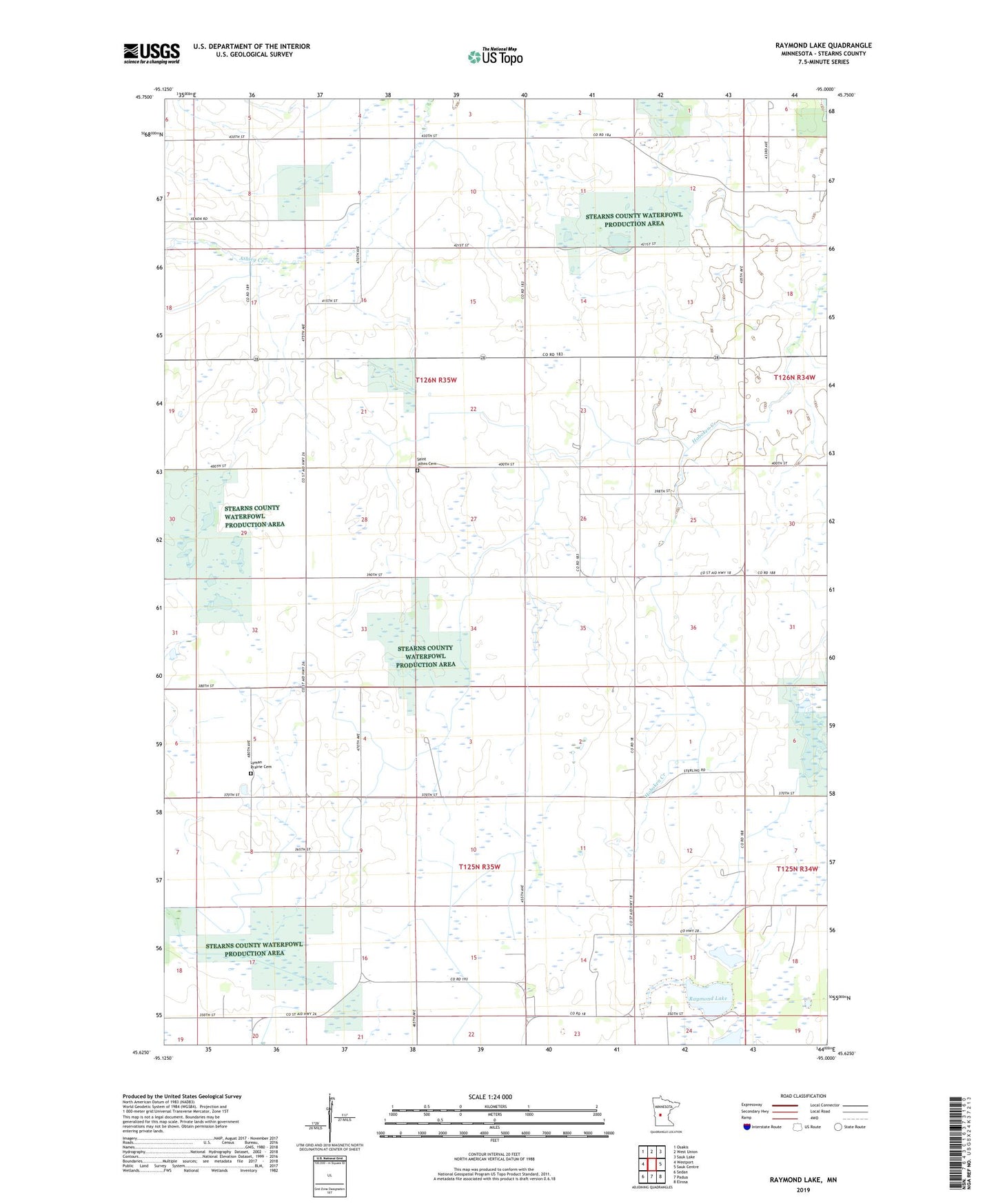 Raymond Lake Minnesota US Topo Map Image