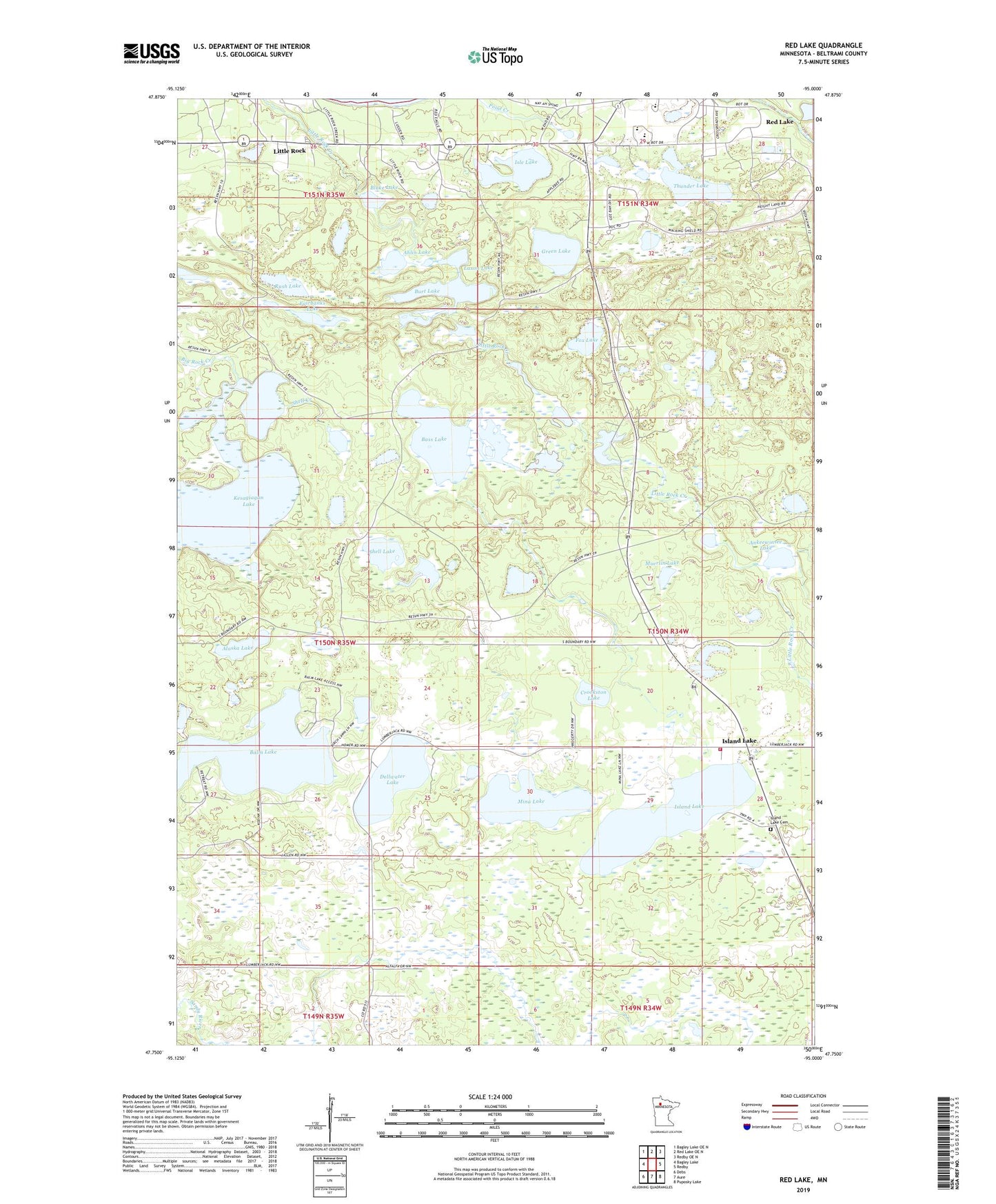 Red Lake Minnesota US Topo Map Image