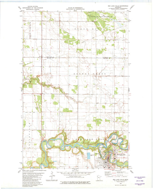 Classic USGS Red Lake Falls Minnesota 7.5'x7.5' Topo Map Image