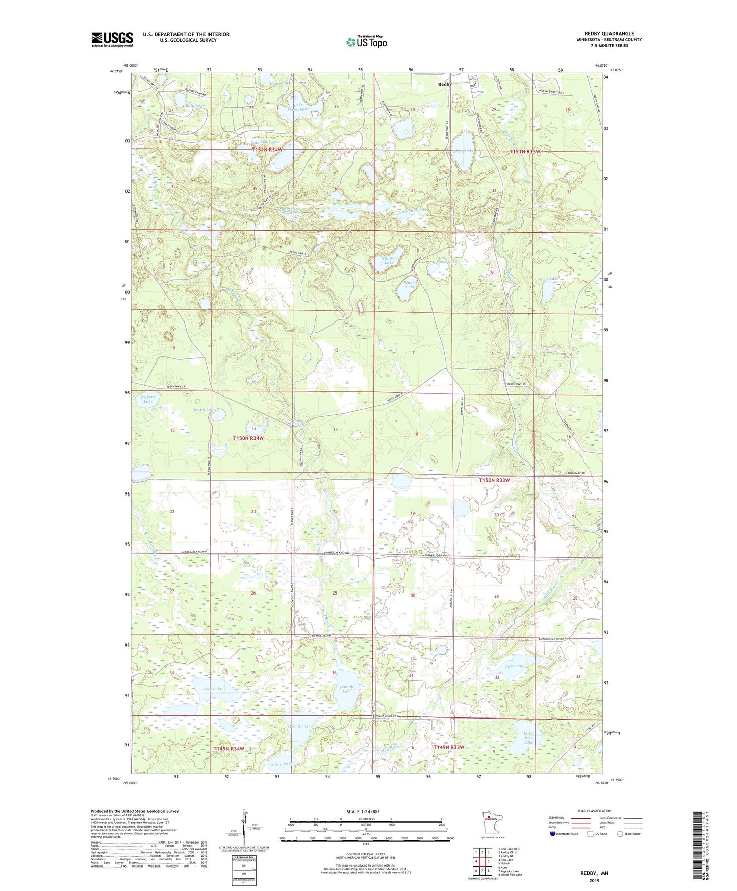 Redby Minnesota US Topo Map Image