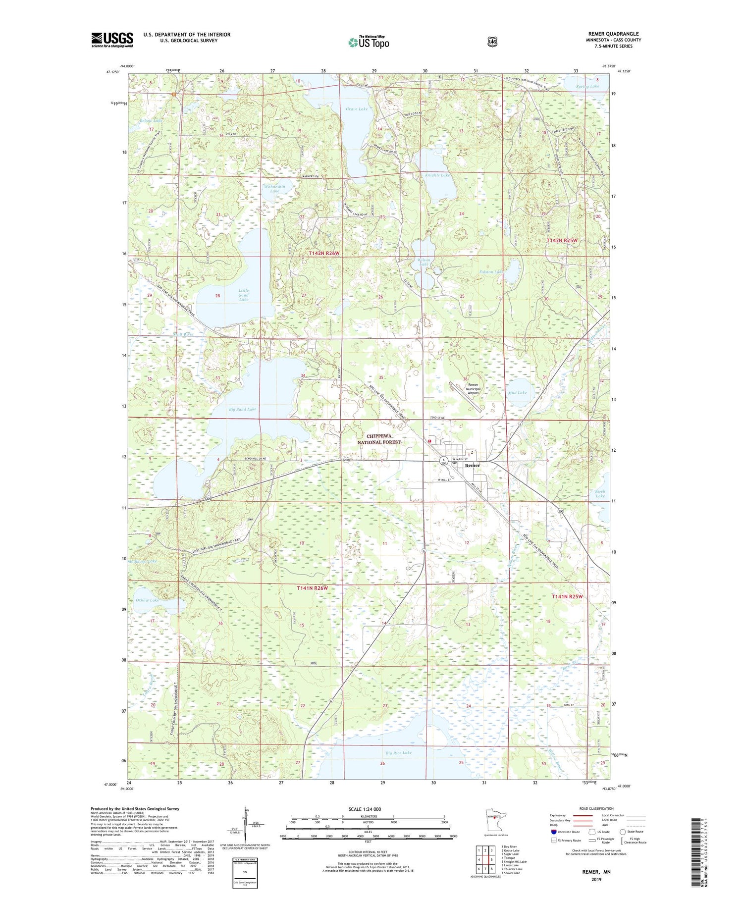Remer Minnesota US Topo Map Image